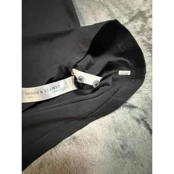 Denim & Flower Polo Shirt Mens Medium Black Pocket Preppy - Picture 5 of 5